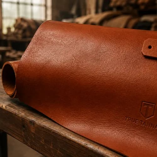 QC evidence photo of a graded leather hide