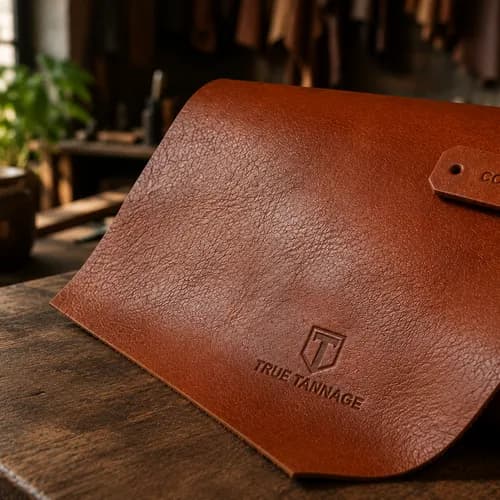 QC evidence photo of a graded leather hide
